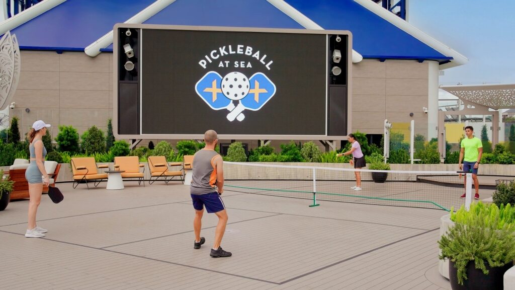 People playing pickleball aboard Celebrity Cruises